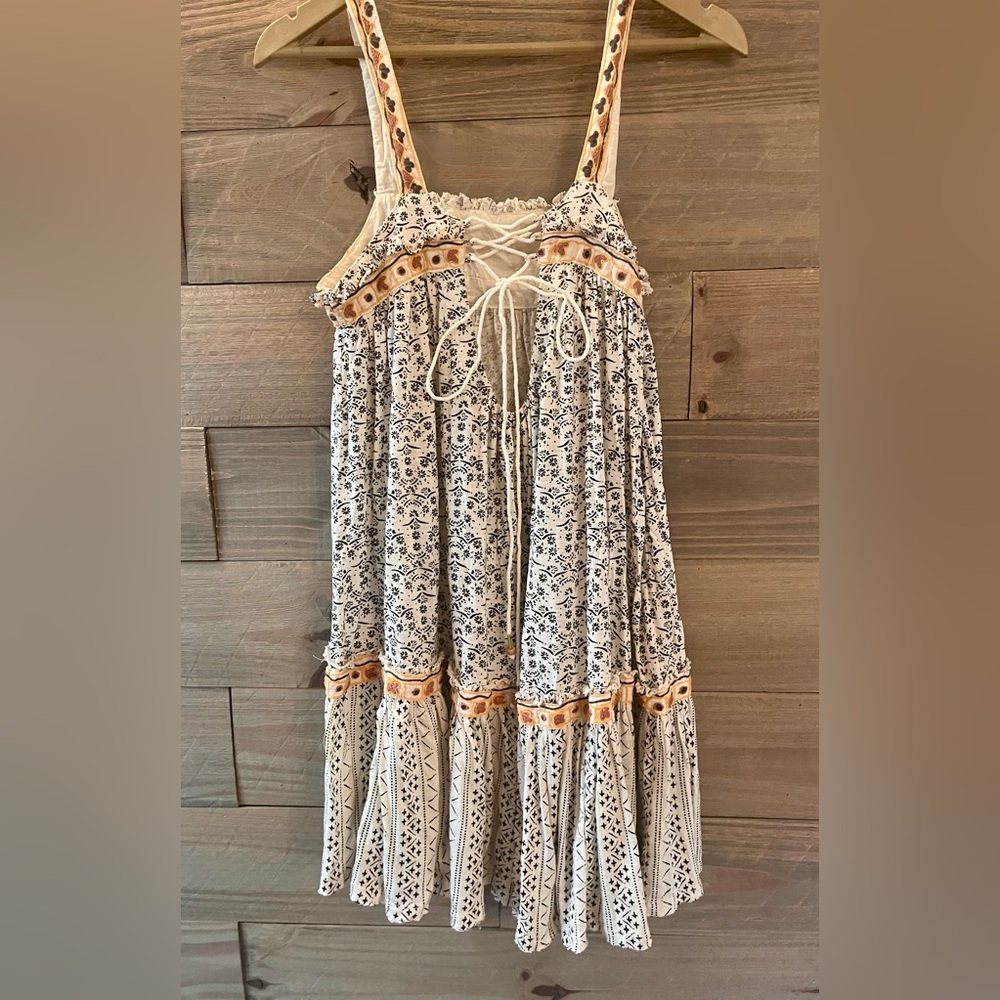 Free People Backless Dress - Cream and Orange - Picture 3 of 12